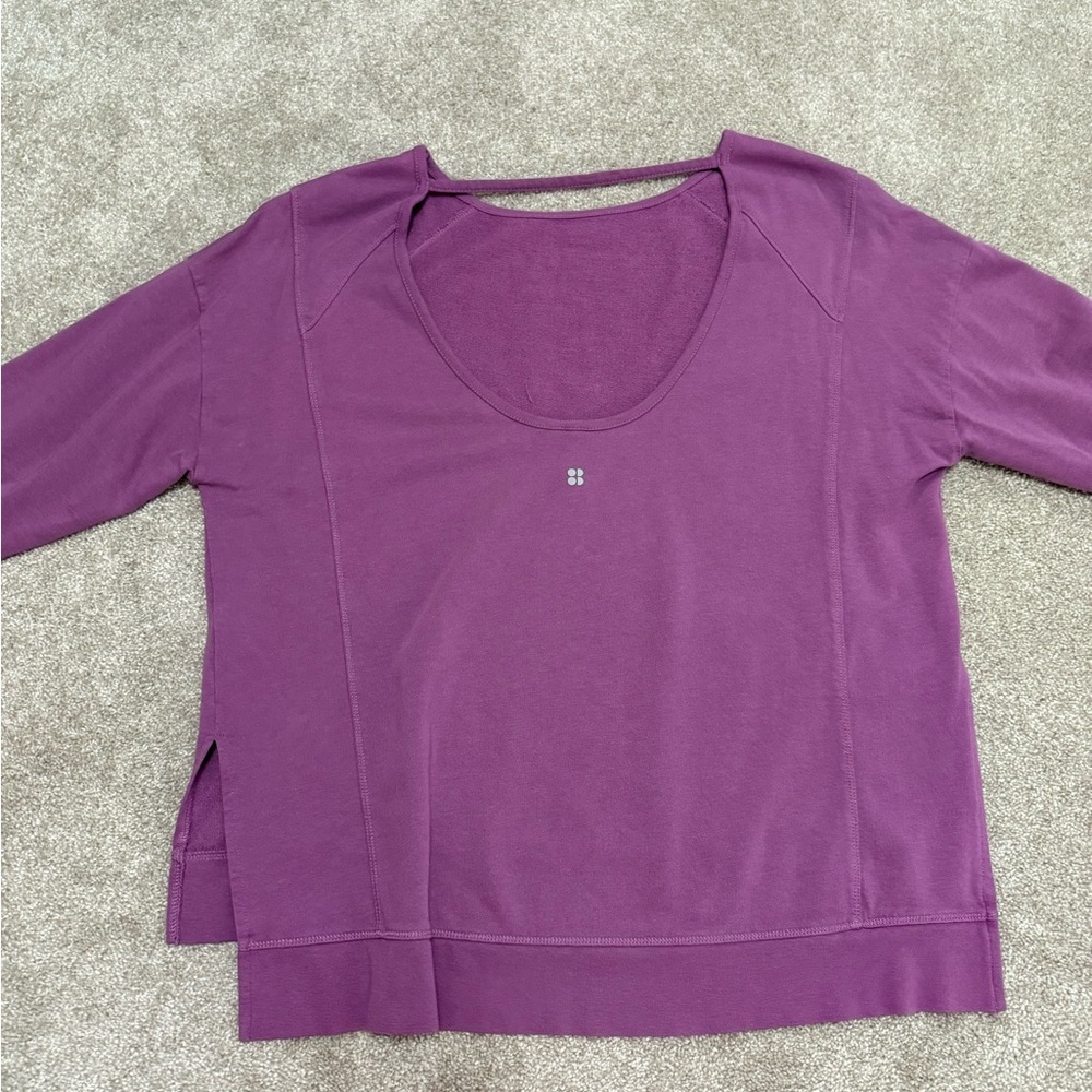 Sweaty Betty After Class Sweatshirt Pullover - Open Back - Purple - size Medium - Picture 9 of 11